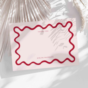 Red Squiggly Wavy Line Thank You Card