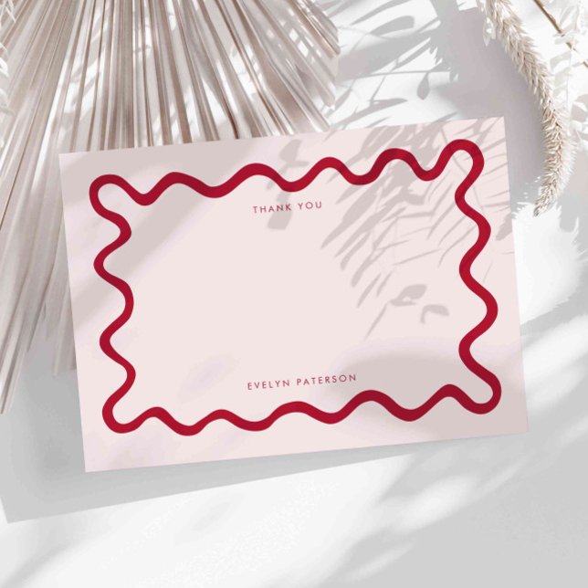 Red Squiggly Wavy Line Thank You Card (Creator Uploaded)