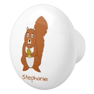 Red Squirrel Design Personalised Ceramic Knob