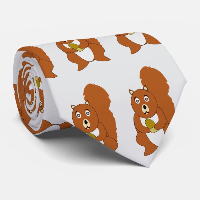 Red Squirrel Design Tie (Rolled)