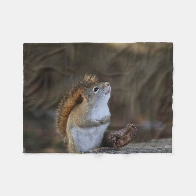 Red Squirrel Fleece Blanket (Front (Horizontal))