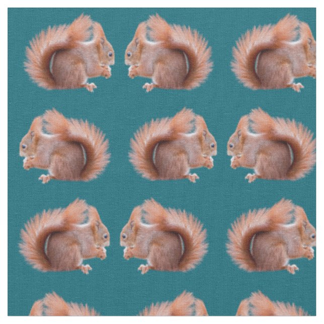 Red Squirrel Frenzy Fabric (Close Up)