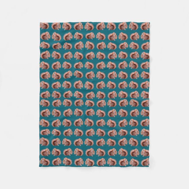 Red Squirrel Frenzy Fleece Blanket (Front)