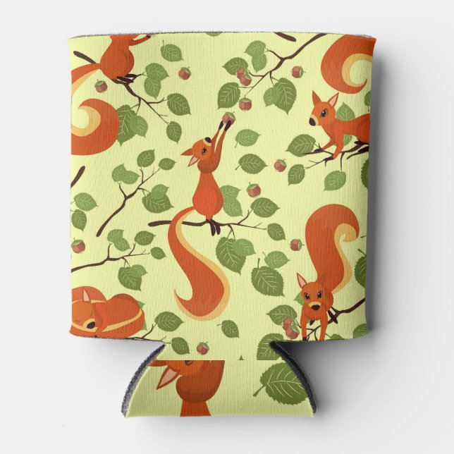 Red squirrel in hazel branches. can cooler (Front)