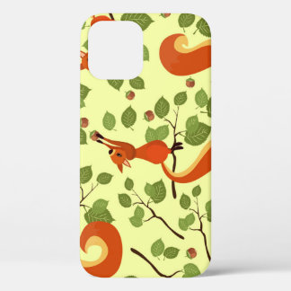 Red squirrel in hazel branches. iPhone 12 case