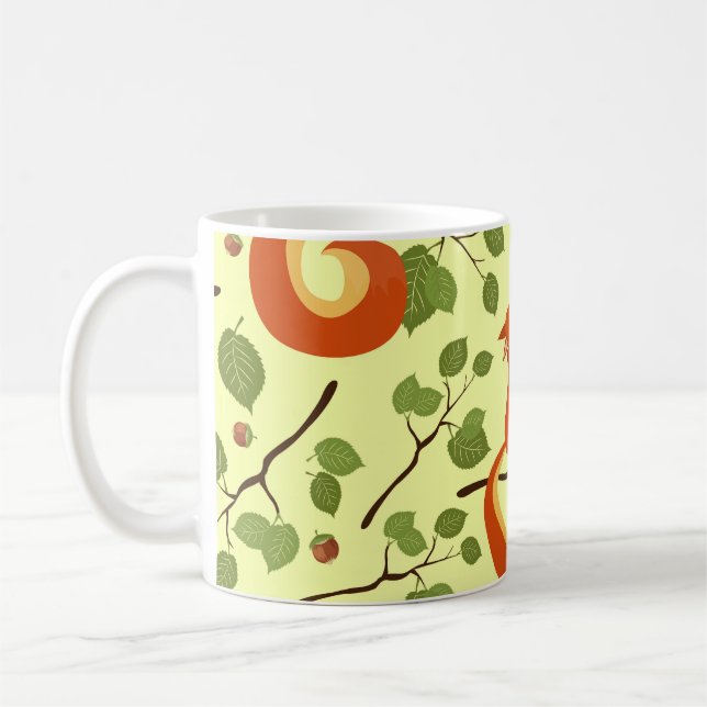 Red squirrel in hazel branches. coffee mug (Left)