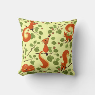 Red squirrel in hazel branches. cushion