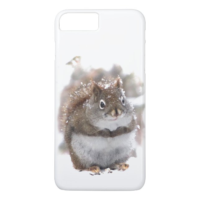Red Squirrel in Snow iPhone 8/7 Plus Case (Back)