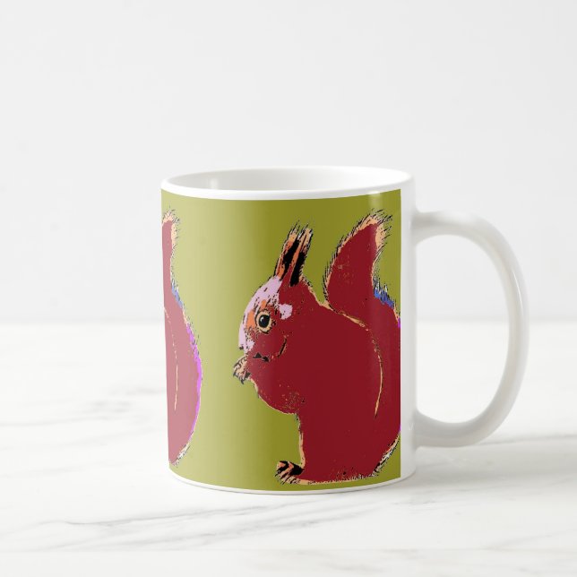 Red Squirrel Olive Pop Art Mug (Right)