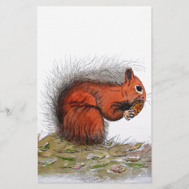Red Squirrel pine cone Stationery (Front)