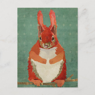 Red Squirrel Retro Postcard