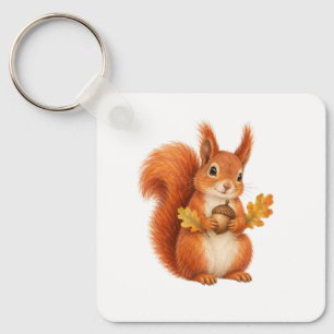 Red Squirrel with an Acorn Key Ring