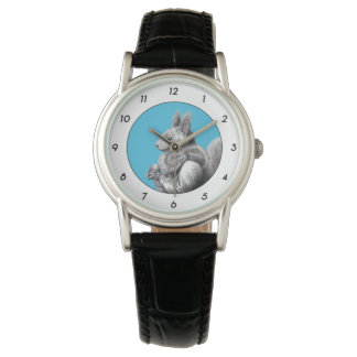 Red Squirrel with Gray Squirrel Scarf (Blue) W1 Watch