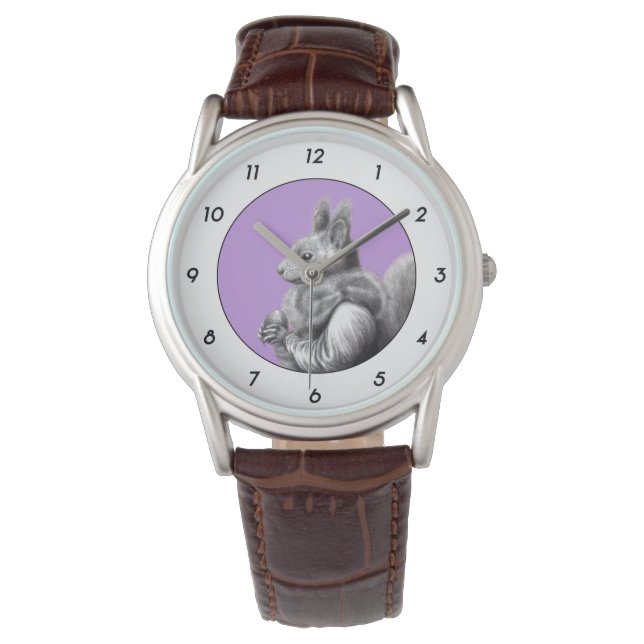 Red Squirrel with Gray Squirrel Scarf (Sumire) M3 Watch (Front)