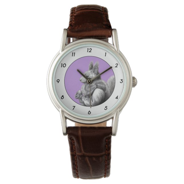 Red Squirrel with Gray Squirrel Scarf (Sumire) W2 Watch (Front)