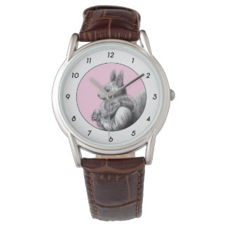Red Squirrel with Gray Squirrel Scarf (Ume) M3 Watch