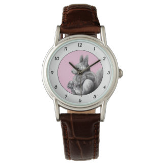 Red Squirrel with Gray Squirrel Scarf (Ume) W2 Watch