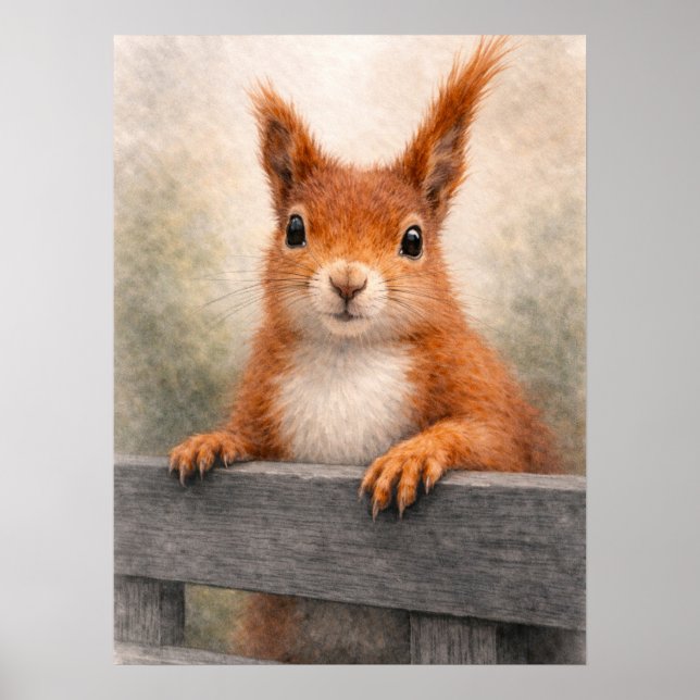 Red Squirrel Woodland Wildlife Poster (Front)