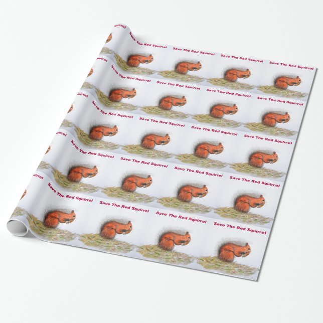 Red Squirrel Wrapping Paper (Unrolled)