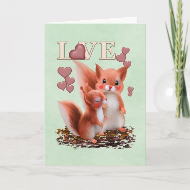 Red Squirrels in Love.. card (Front)
