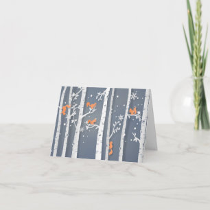 Red Squirrels White Cypress Trees Papercut Note Card