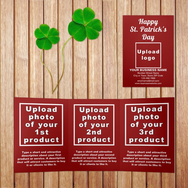 Red St. Patrick's Day Business Trifold Card (Red St. Patrick's Day business trifold card)