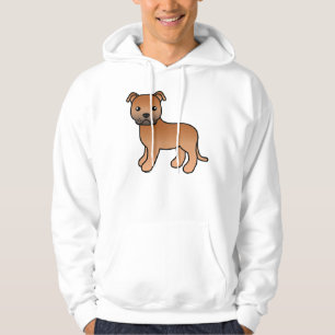 Red Staffordshire Bull Terrier Cartoon Dog Hoodie