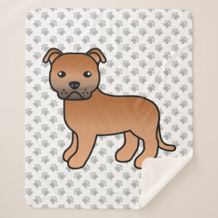 Red Staffordshire Bull Terrier Cute Cartoon Dog Sherpa Blanket