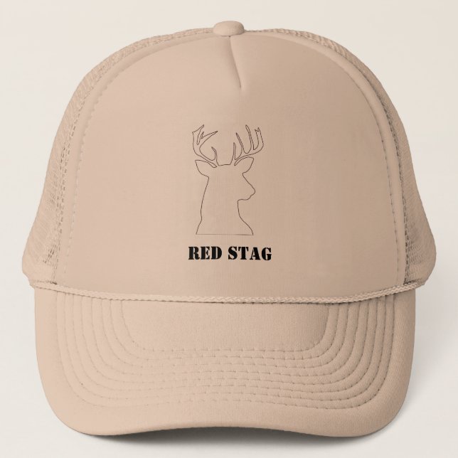 Red Stag Head Simple Motif Hunting Hat (Front)