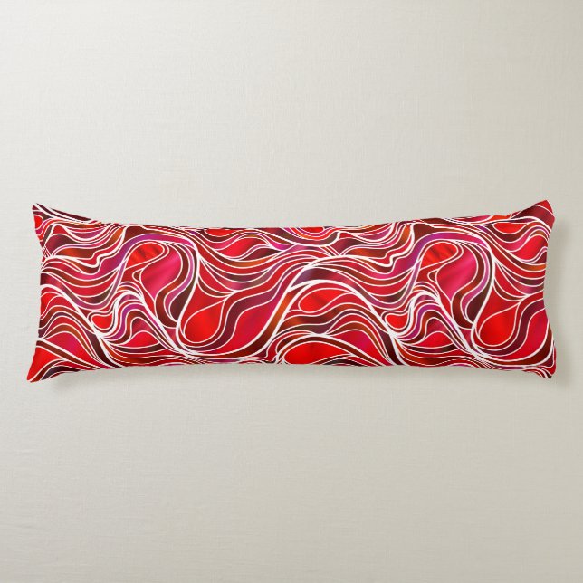 Red Stained Glass Abstract Body Cushion (Front)