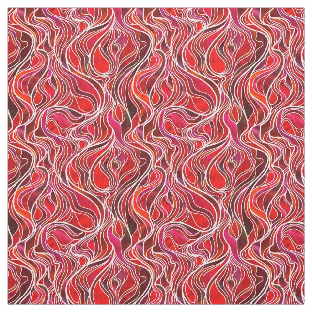 Red Stained Glass Abstract Fabric (Swatch)