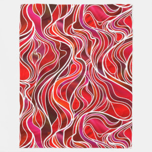 Red Stained Glass Abstract Fleece Blanket