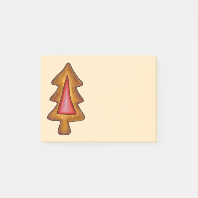 Red Stained Glass Christmas Tree Cookie Holiday  Post-it Notes (Front)