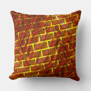 Red stained, graze, golden grating or brick effect cushion