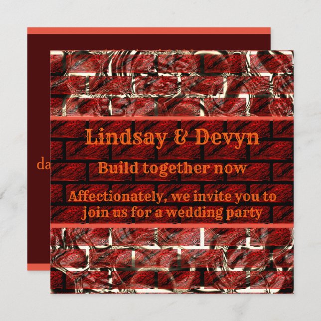 Red stained or scratches on grid or brick effect invitation (Front/Back)