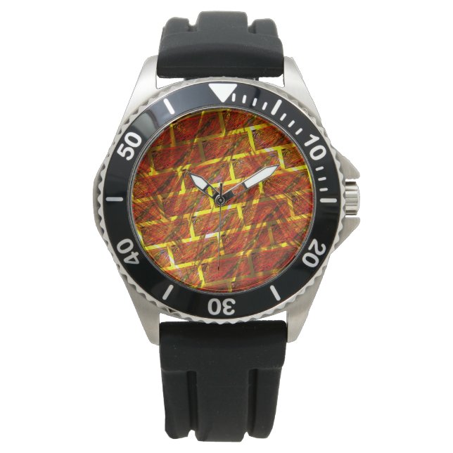 Red stained, scratched, gold grid or brick effect? watch (Front)
