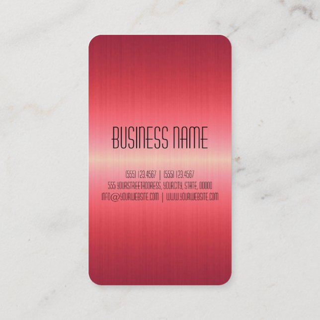 Red Stainless Steel Metal Business Card (Back)