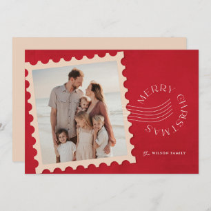 Red Stamp 2 Photo Christmas Holiday Card