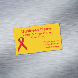 Red Standard Ribbon by Kenneth Yoncich Magnetic Business Card