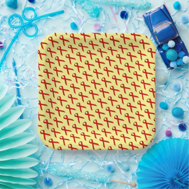 Red Standard Ribbon by Kenneth Yoncich Paper Plate (Party)