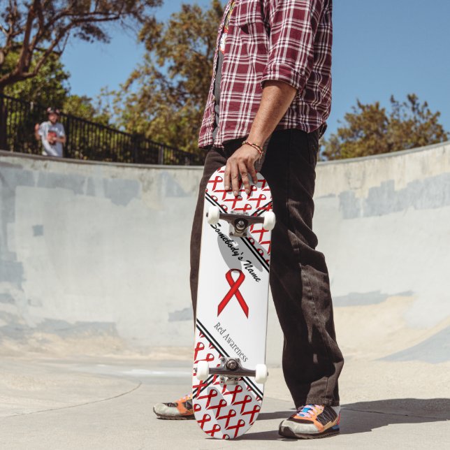 Red Standard Ribbon by Kenneth Yoncich Skateboard (Outdoor 2)