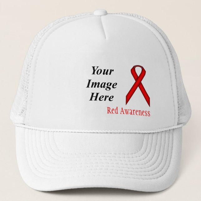 Red Standard Ribbon by Kenneth Yoncich Trucker Hat (Front)