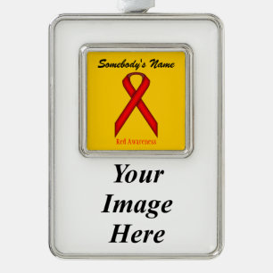 Red Standard Ribbon Tmpl (V-I) by Kenneth Yoncich Silver Plated Framed Ornament