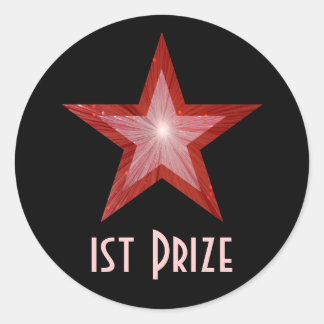 Red Star '1st Prize' round sticker black