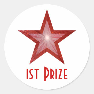 Red Star '1st Prize' round sticker white
