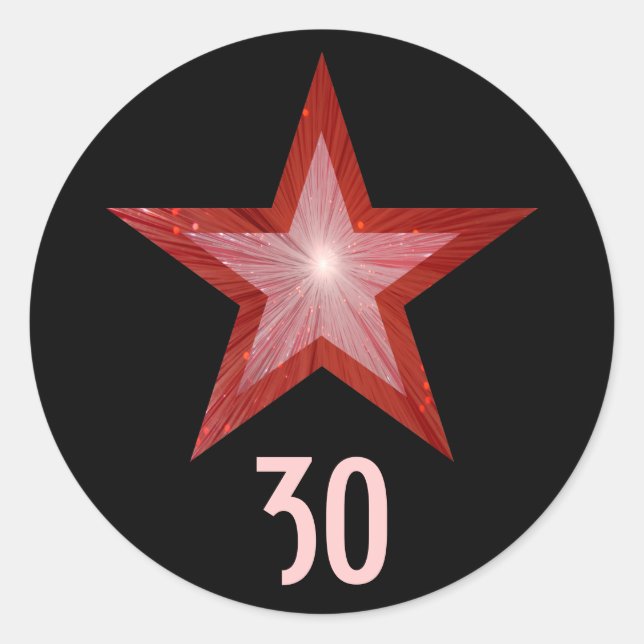 Red Star "30" age round sticker black (Front)