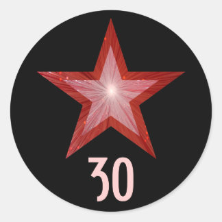 Red Star "30" age round sticker black