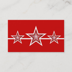 Red Star 3 stars business card red