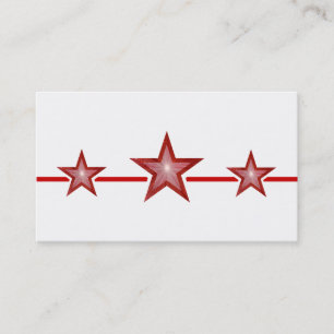 Red Star 3 stars business card white