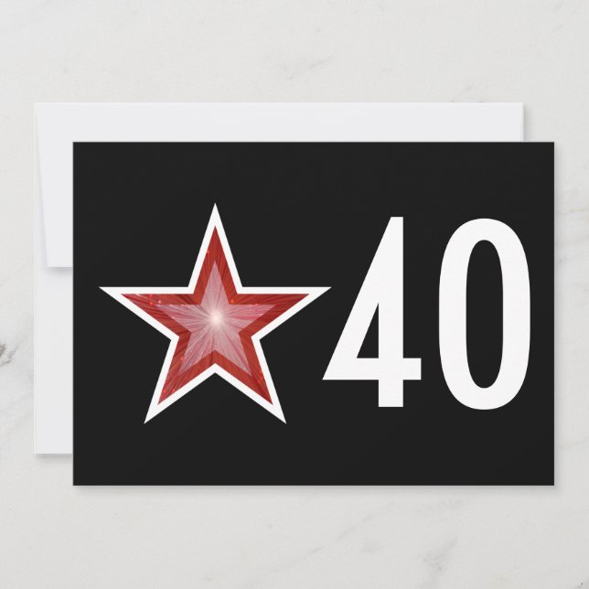 Red Star '40' anniversary invitation black (Front)